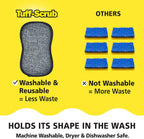 Fresh Tuff-Scrub Antimicrobial Microfiber Scrub-N-Wipe Sponge Pads, Fabric Treated with SILVADUR Antimicrobial Technology and Charcoal-Infused Foam, 6-Pack Green Large Size Pads