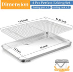 TeamFar Cookies Sheet with Rack, 16 x 12 x 1 Inch Stainless Steel Baking Sheet Tray Pans with Grid Wire Racks for Cooling Baking Roasting, Non-Toxic & Heavy Duty, Dishwasher Safe, 2 Pans + Racks