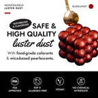 MONÉGASQUE Red Edible Glitter for Drinks 15g – Burgundy Edible Glitter for Cakes & Cocktails - Halloween Drink Shimmer Spray - Red Luster Dust for Drinks, Cocktail, Cake Decorating, & Food Decorations