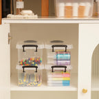 ITYLIFE CITYLIFE 4 Packs 3.5 QT Small Storage Bins with Black Handle Clear Plastic Bins with Reinforce Bottom Stackable Storage Containers for Organizing Art Supply, Craft Stuff, Markers, Small Toys