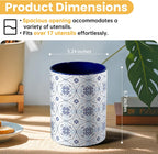 Ceramic Kitchen Utensil Holder for Countertop, Large Mediterranean Utensil Crock ,Navy Blue