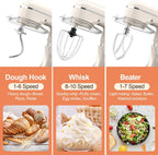 3-IN-1 Electric Stand Mixer, 6.5QT Bowl 660W 10-Speed Kitchen Mixer, Household Food Mixers include Dough Hook, Beater and Whisk, Bread Cake Mixer for Baking and Most Home Cooks, Almond Cream
