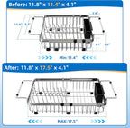romision Expandable Dish Drying Rack Over The Sink Small Metal Stainless Steel Plate Holder for Compact Kitchen, Space Saving Modern Silver Hanging Drainer