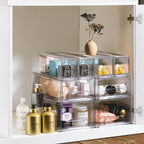 Sorbus Large Clear Storage Drawers (4 Pack) – Stackable Pull-Out Storage Bins with Handles, Slide Out Organizer Drawers for Pantry, Fridge, Kitchen – Acrylic Drawer Organizers