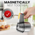 Spring Chef Magnetic Stainless Steel Measuring Cups, Patented, Kitchen Tools with Easy to Read Markings for Measuring Dry or Liquid Ingredients, Set of 7, Multicolor