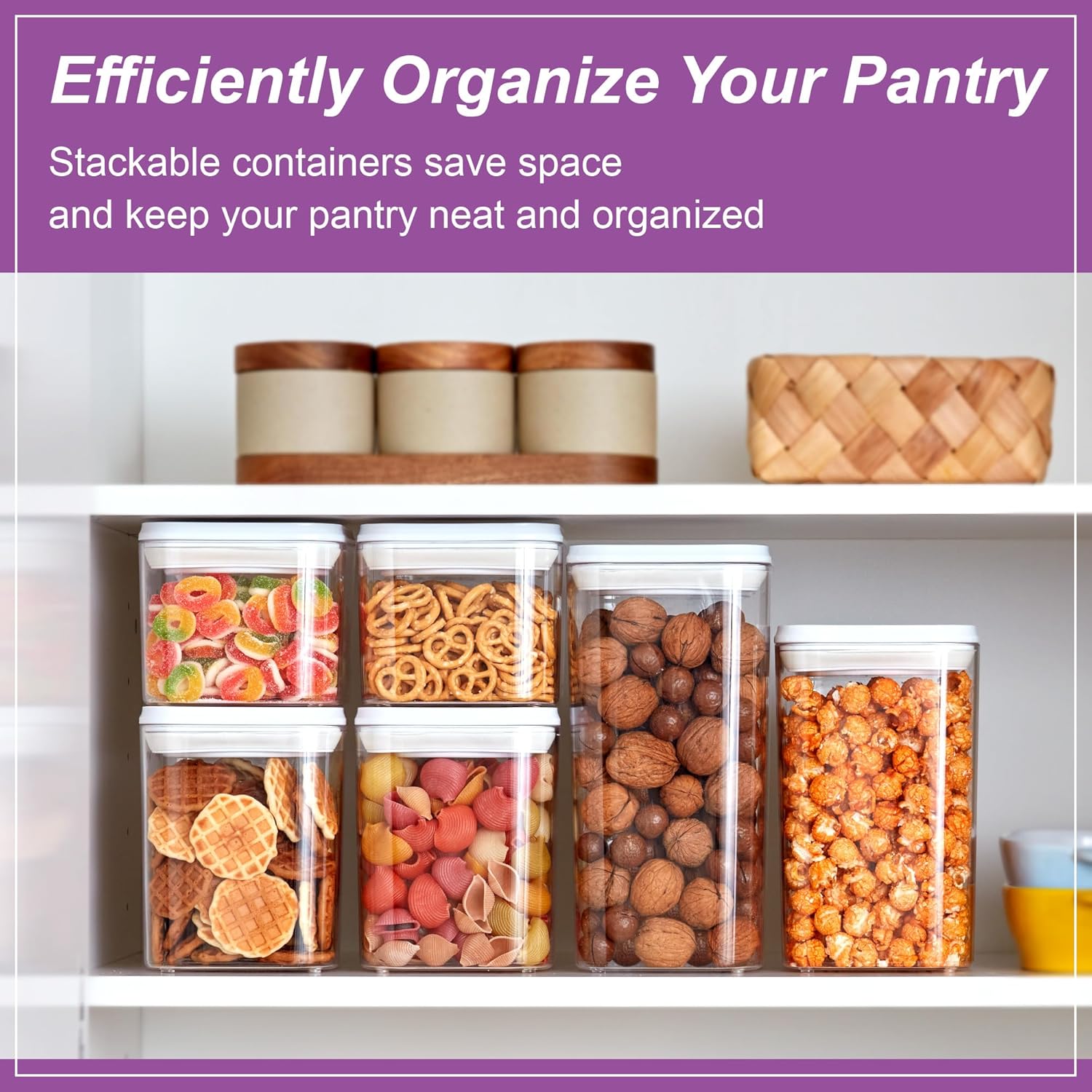 Amazing Abby - Carol - 112-Ounce Acrylic Canister (Set of 3), Plastic Airtight Food Container, Stackable for Pantry Storage, BPA-Free and Shatter-Proof, Perfect for Home and Commercial Use