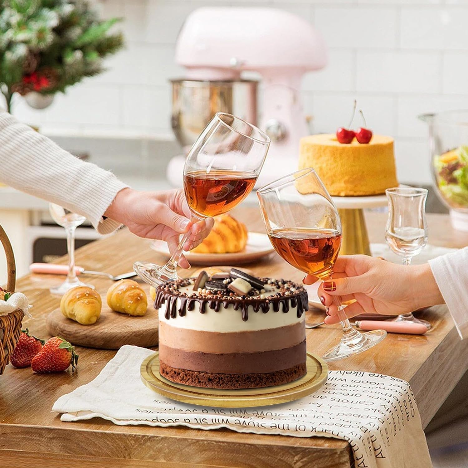 cutesun Wood Cake Stand with Lid, 12in Acacia Wood Cake Plate with Cover, Wooden Cake Display Stand with Acrylic Dome, Cake Holder Tray for Wedding Gift，Kitchen,Birthday,Parties,Baking Gifts