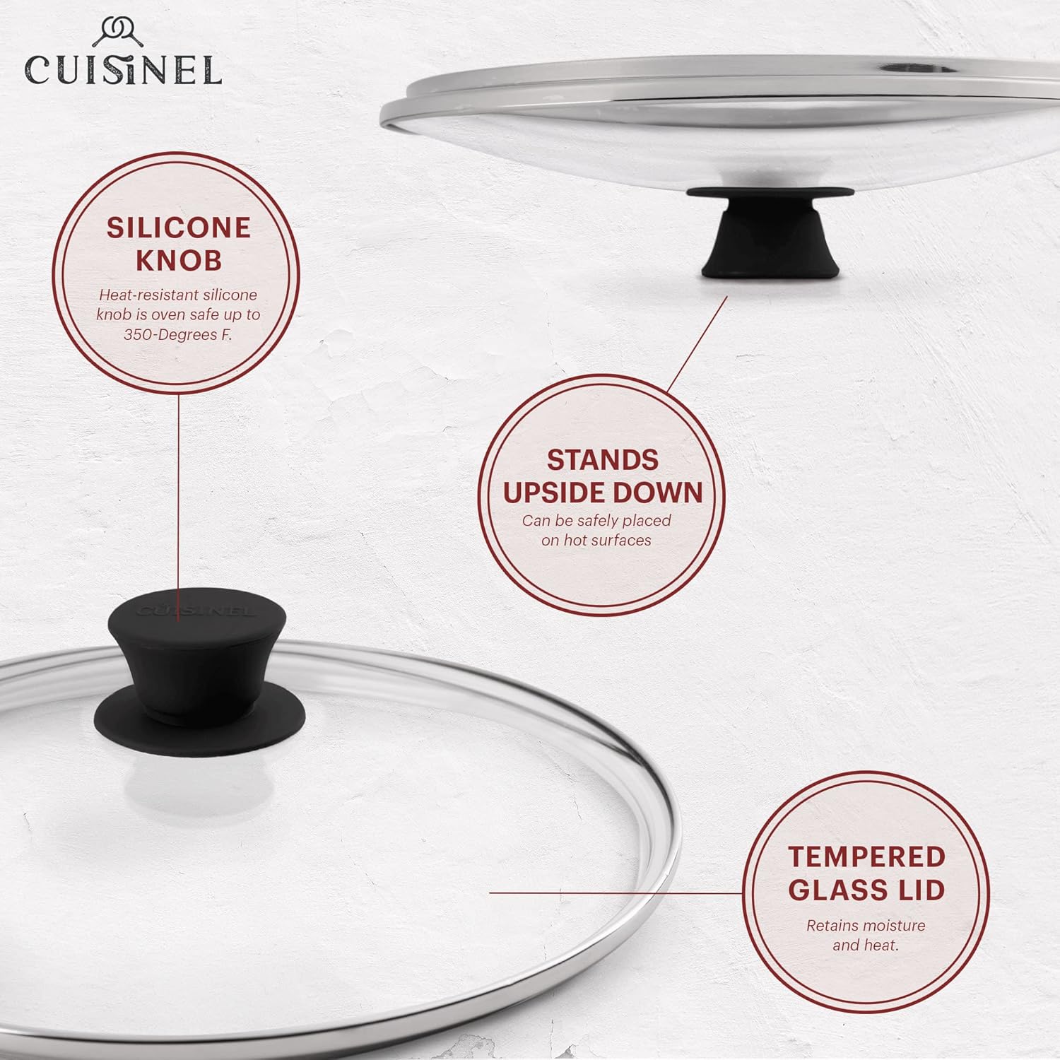 Glass Lid - 10"-inch/25.4-cm/264mm - Compatible with Lodge - Fully Assembled Tempered Replacement Cover - Oven Safe for Skillet Pots Pans - Universal for all Cookware: Cast Iron, Stainless Steel