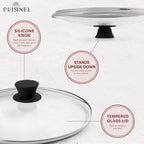 Glass Lids Set - 6"+8"+10"+12"-Inch / 15.24cm+20.32cm+25.4cm+30.48cm - Compatible with Lodge Cast Iron - Fully Assembled Tempered Replacement Cover - Oven Safe for Skillets Pans: Universal Cookware