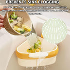 Suction Cup Sink Corner Rack, Suction Cup Press Sink Drainer Basket, Sink Strainer Basket, Sinks Trash Food Waste Catcher, Triangle Storage Rack with Drain Hole (Orange)