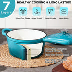 Enameled Cast Iron Sauce Pan, Onader 2QT Saucepan with Lid, Small Cast Iron Pot for Cooking, Enamel Dutch Oven Nonstick & Heavy Duty – Dark Cyan