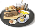 18" Oak Wooden Lazy Susan Turntable for Dining Table, Large Round Lazy Susans Organizer for Kitchen Countertop, Tabletop 360°Rotating Tray for Spice Organization and Storage Black Home Decor