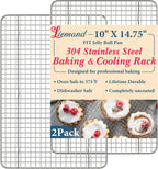 Cooling Racks for Cooking and Baking-10"x14.75" Oven Safe Premium Stainless Steel Heavy Duty Baking Rack Tight-Wire, Fits Jelly Roll Pan Rack for Roasting & Grilling & Cooking-Set of 2