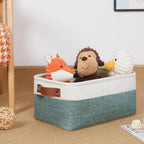 DULLEMELO Set of 6 Small Baskets for Organizing, Small Fabric Storage Bins for Storage, Collapsible Storage Bins with Handles for Shelves, Closets (11.8"x7.9"x5.1", White&Deep Green)