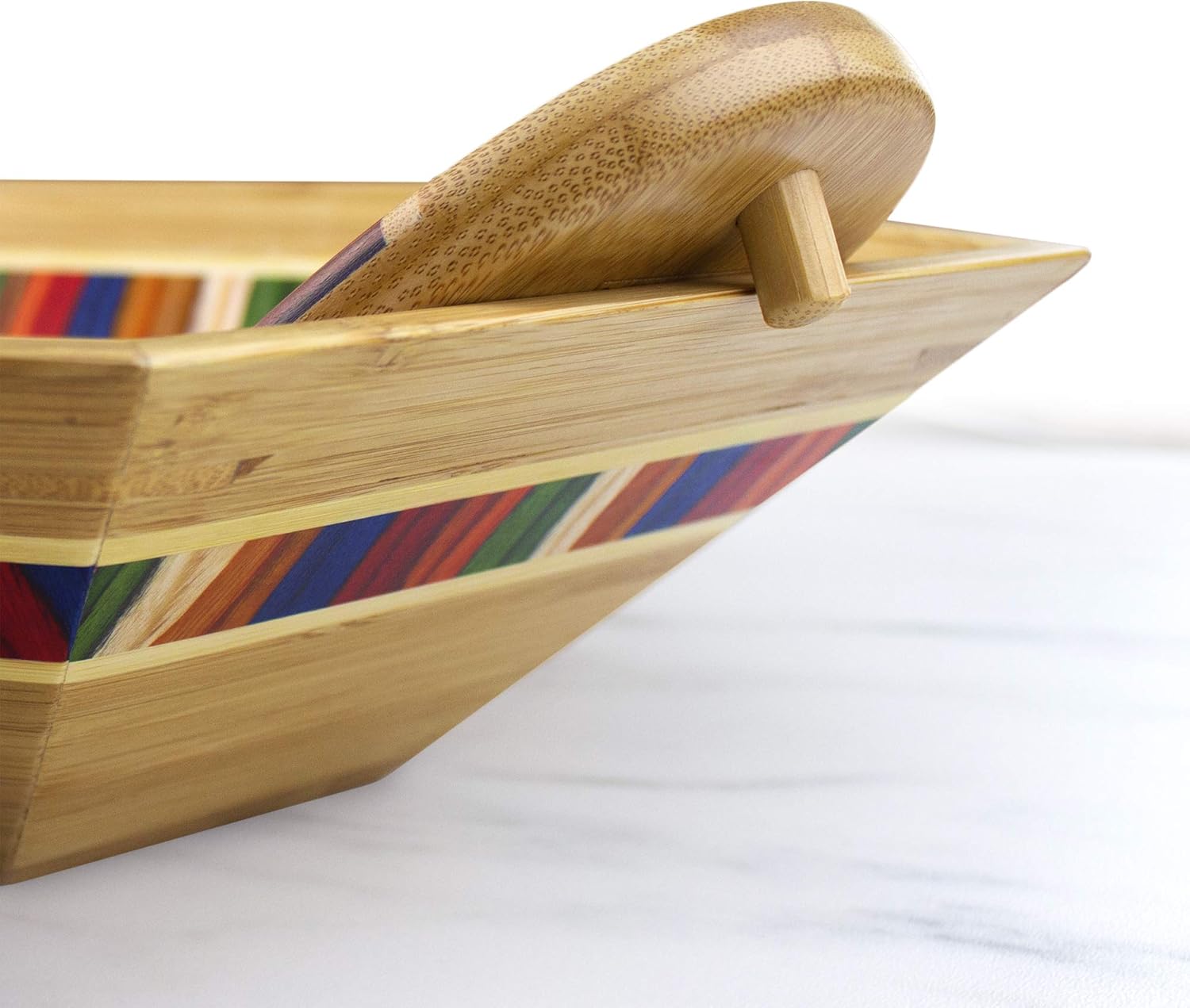 Totally Bamboo Baltique Marrakesh Collection Salad Hands Serving Utensils, Bamboo and Colored Birch Wood