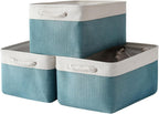 TheWarmHome Storage Bins - Large 3 Pack 15.7x11.8x8.3 in Fabric Storage Baskets for Organizing Shelves | Large Basket Closet Organizer for Home Decor Shelf Baby Toy Laundry (White & Green)