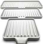 Happitasa Silicone Soap Dish Tray and Sponge Holder with Drain Chute | Bathroom and Kitchen Sink Organizer Caddy (Light Grey, 9"x3.5", 5.6 Ounces)