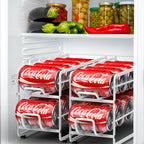 Soda Can Organizer Storage Rack, 2 Pack Stackable Beverage Soda Can Dispenser Organizer Holder for Refrigerator, Cabinet, Pantry (White)