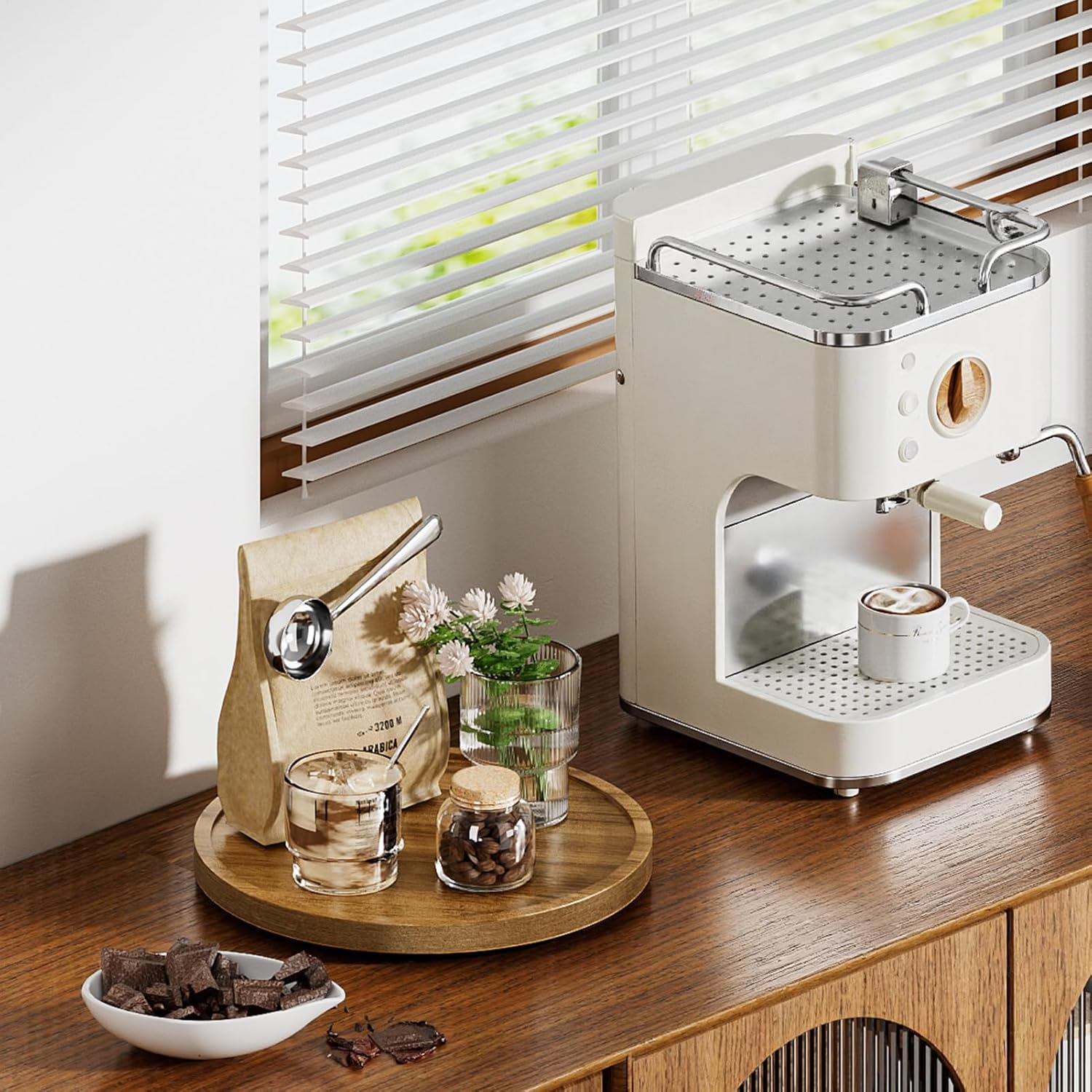 LAMU 10'' Acacia Wood Lazy Susan Organizer for Table Top, Lazy Susan Turntable for Cabinet, Kitchen, Countertop, Pantry Organization