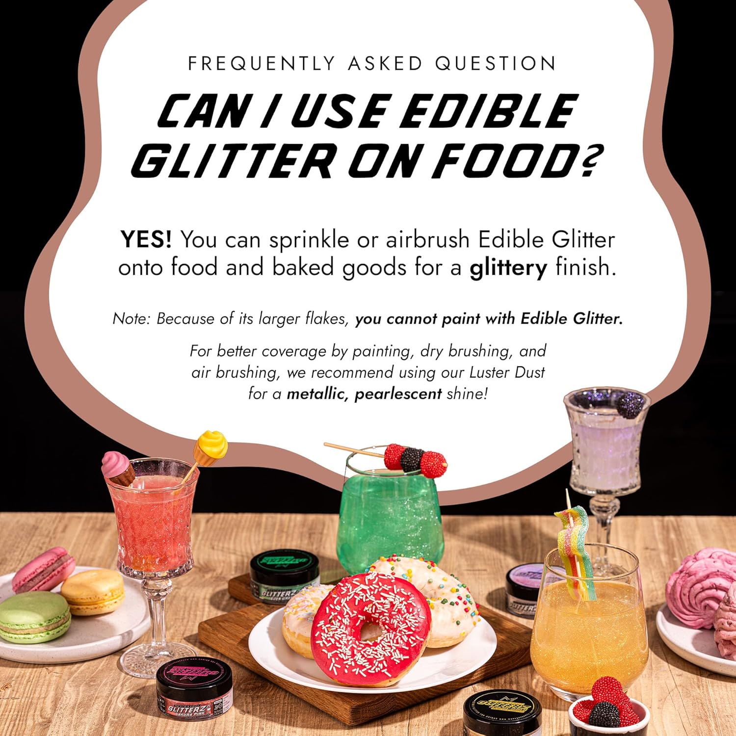 MONÉGASQUE Brown Edible Glitter for Drinks 10g – Halloween Edible Glitter for Cakes & Cocktails – Brown Sprinkles for Food & Cake Decorating – Drink Shimmer Powder Spray Dust for Cocktail Decorations