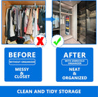 Closet Organization,12 Section, Hanging Closet Organizer, Space Saving, College Dorm Essentials for Girls, Heavy dutys Hooks Up to 45 Pounds, Clothes Storage,Closet Organizer,Black/White