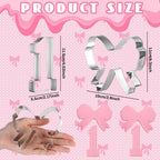 Honeydak 2 Pcs 5 Inch Bowknot Cookie Cutter Number One Cookie Cutter Bow and Number 1 Baking Mold Metal Pancake Fondant Cake Mold for First Birthday First Anniversary Party Baking Supply