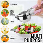 Zulay Lemon Squeezer Stainless Steel with Premium Heavy Duty Solid Metal Squeezer Bowl and Food Grade Silicone Handles - Large Manual Citrus Press Juicer and Lime Squeezer Stainless Steel (Pink)