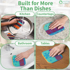 Kitchen Dish Scrubbers | Soft Scrub for Dishes | Non-Scratch Cleaning Pads for Kitchen | Made from Cotton Fiber | Safe on All Surfaces | Long-Lasting & Easy to Clean | Pack of 4