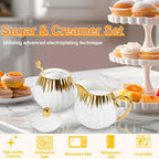 Ceramic Sugar and Creamer Set, Cream Pitcher Sugar Bowl with Lid and Spoon, Sugar and Creamer Container for Coffee Bar (3)