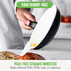 GreenLife 16 Piece Nonstick Cookware Set, Soft Grip Non-Toxic PFAS-Free Ceramic Pots & Pans, Dishwasher & Oven Safe, Frying, Sauce, Utensils, Glass Lids, Stay-Cool Handles, Wobble Free, Black & Cream