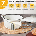 2 Quart Saucepan Dutch Oven, Onader Enameled Cast Iron Sauce Pan Pot with Lid, Small Cooking Kitchen Pot, Nonstick & Oven Safe – White