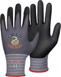 KAYGO Safety Work Gloves MicroFoam Nitrile Coated, 3 Pairs KG18NB,Seamless Knit Nylon Glove for Men and Women, Ideal for Automotive,Warehouse,Construction (Small,Gray)