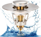 Three colors Brushed Nickel Bathroom Sink Stopper, 1.1-1.5" Bathroom Sink Drain Strainer, Universal WashBasin Pop Up Drain Stopper, Bounce Core Push Type Sink Plug, Anti-Clogging (1PCS)