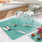 WILLKOMMEN Kitchen Sink Mat, 12" x 10" Rectangular Sink Protector Pad, Fast-Draining Grid Design Liner, Dish Drying Mat 2 Pack Mint Green