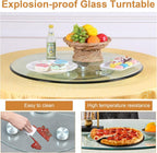 30" Tempered Glass Lazy Susan Turntable, 360° Silent-Spin Round Clear Tabletop Rotating Tray, Centerpiece for Dining Tables, Smooth Rotation, for Banquets, Weddings & Family Gatherings