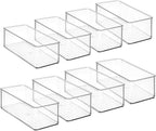 Hudgan 8 Pack Clear Plastic Drawer Organizers Set, Stackable Deep Drawer Organizer for Makeup Vanity and Desk, 2 Sizes Tall Bathroom Drawer Organizer