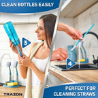 Dish Brush Set of 5 with Convenient Holder, Bottle Water Brush, Dish Scrub Brush, Scrubber Brush and Straw Brush - Kitchen Scrub Brushes Non Slip Long Handle for Sink Dishes Cup Pot