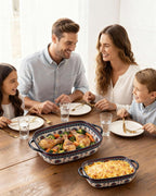 Polish Pottery Style Ceramic Baking Dish Set of 2 – Decorative Casserole Dishes with Handles, Cute Oven-Safe Lasagna Bakeware Gift Set