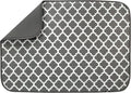 S&T INC. Dish Drying Mat XL, 18” x 24”, Absorbent Microfiber Kitchen Counter Mat, Dish Drying Pad for Dishes, Utensils, Pots and Pans, Extra Large, Pewter Grey Trellis