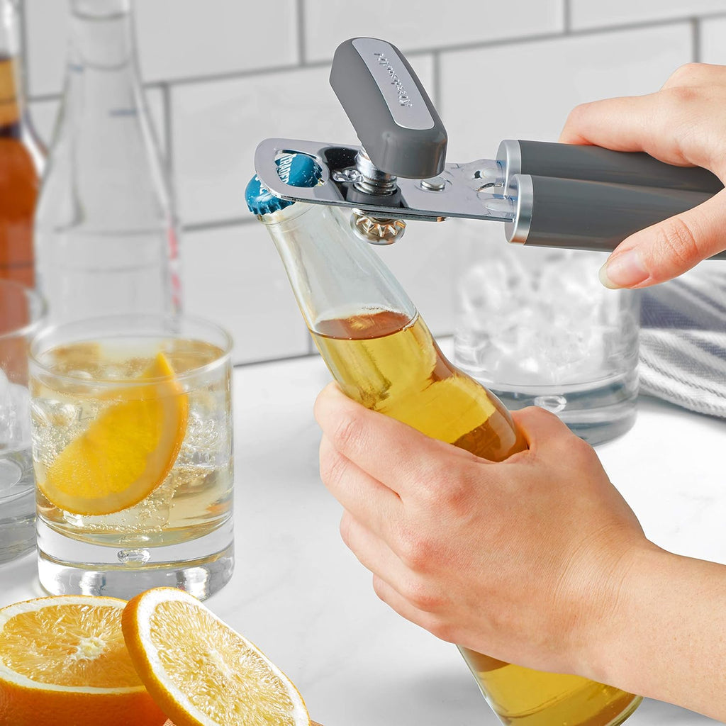 KitchenAid Classic Multifunction Can Opener and Bottle Opener Easy to Use, Razor Sharp Stainless Steel Cutting Wheel, Soft Ergonomic Handles, Charcoal