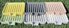 Happitasa Silicone Soap Dish Tray and Sponge Holder with Drain Chute, Pack of 2 | Bathroom and Kitchen Sink Organizer Caddy (Pale Yellow, 5.2"x4", 7.2 Ounces)