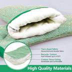 1 Pair Yarn Dyed Oven Mitts 100% Cotton Heat Resistant 470 Degree Gloves Men Women Cooking Baking Barbecue BBQ Microwave Crafting Machine Washable Pot Holders Mittens (Green)