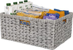 GRANNY SAYS Large Wicker Basket for Storage, Waterproof Baskets for Shelves, Storage Baskets with Handles, Grey Basket for Storage, 1-Pack