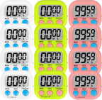 ZILLEEN 12 Pack Kitchen Timers for Cooking Digital Classroom Timers for Kids Teachers White Green Pink