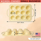 2 Pack Silicone Mini Muffin Pan 12 Count – Non-Stick Silicone Muffin Pans for Baking, BPA-Free Cupcake Pans for Baking, Easy Release, Metal Handles, Oven & Dishwasher Safe