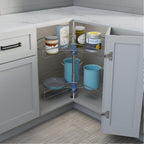 Dowell 28" Kidney Lazy Susan, 2 Shelves, Kitchen Base Corner Cabinet Organizer (Chrome 4001 270 28)