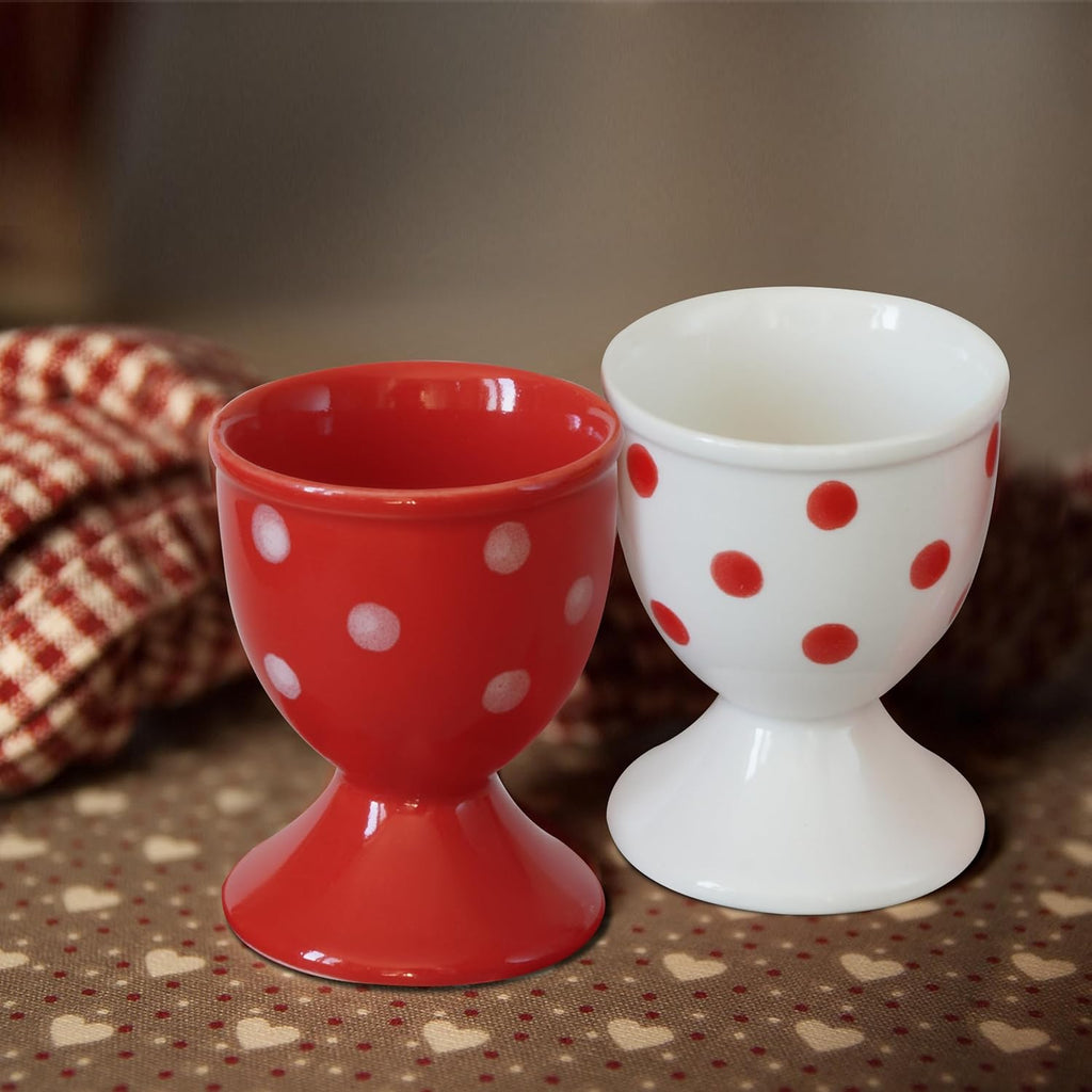 Cinf Ceramic Egg Cup Christmas Gift Set of 4 Porcelain Holder Breakfast Boiled Cooking Easy to Clean Childhood Memories Kitchen