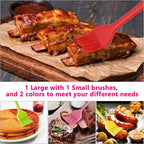 Silicone Basting Pastry Brush Set 2 Pack Heat Resistant Spread Oil Butter Sauce for BBQ Grill Barbeque Kitchen Baking Cooking Pastries, 1 Large & 1 Small