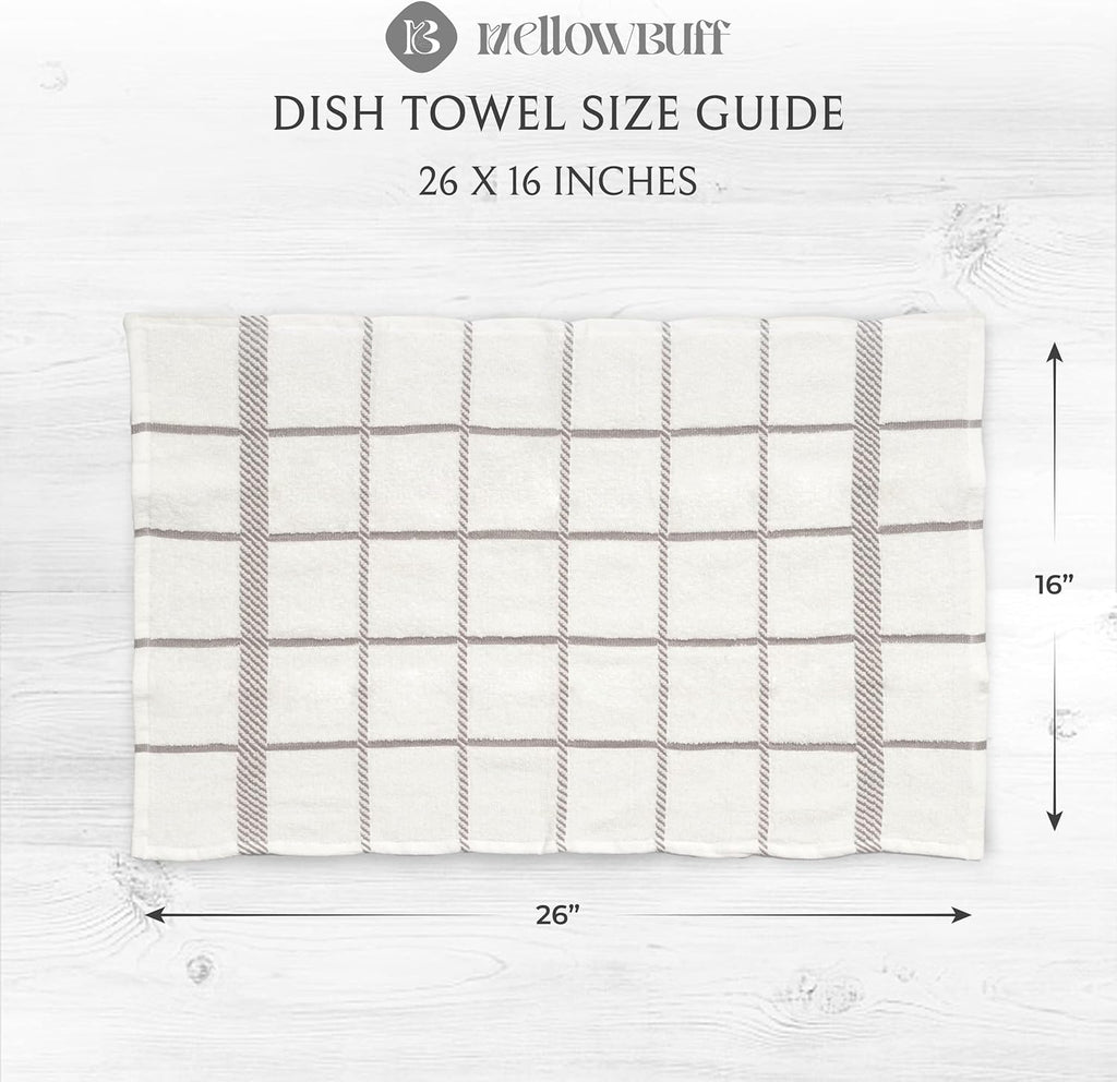 100% Cotton Terry Dish Towels, 4 Pack 16 x26 Inches, Super Soft and Absorbent Kitchen Towels, Perfect for Kitchen Cleaning and Dish Washing | Light Gray