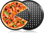 2Pcs Pizza Pans for Oven, Round Pizza Pan with Holes, 12 inch Pizza Tray for Oven, Baking Steel Pizza Oven Accessories, Nonstick Pizza Plates Bakeware Sets For Home Restaurant Kitchen